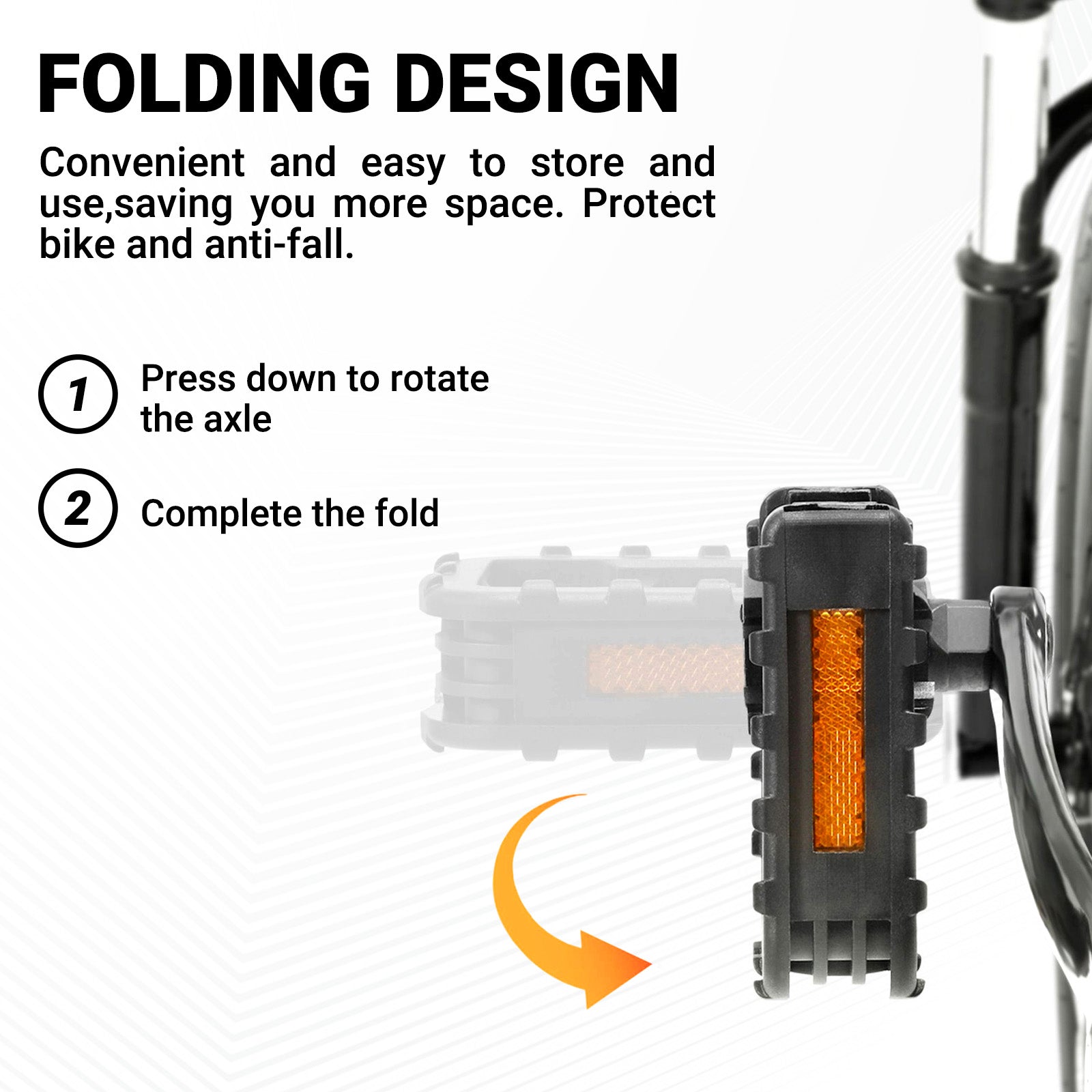 TT-EBIKE Folding Bike Pedals, Bicycle Foldable Pedals with Reflective Strip, Universal 9/16 inch Non-Slip Wide Platform Cycling Pedals for Folding Bike, E-Bike, Road Bike, Commute City MTB Bikes