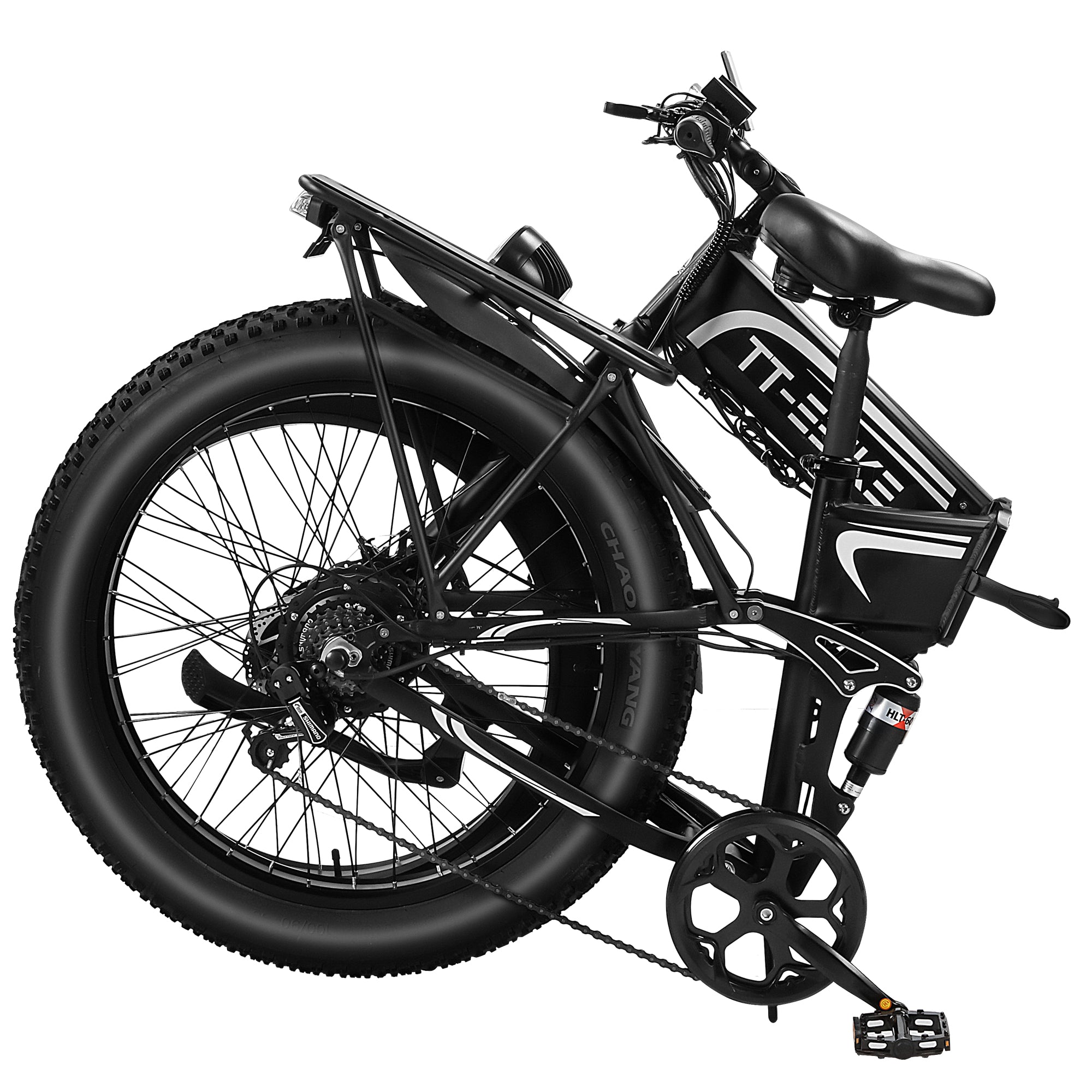 TT-EBIKE 3000W Dual Motor Folding Electric Bike for Adults with 52V 23AH Battery,26x4 Fat Tire All Terrain Ebikes,Full Suspension 28MPH E Bike,SHM 7-Speed Gear E Bikes