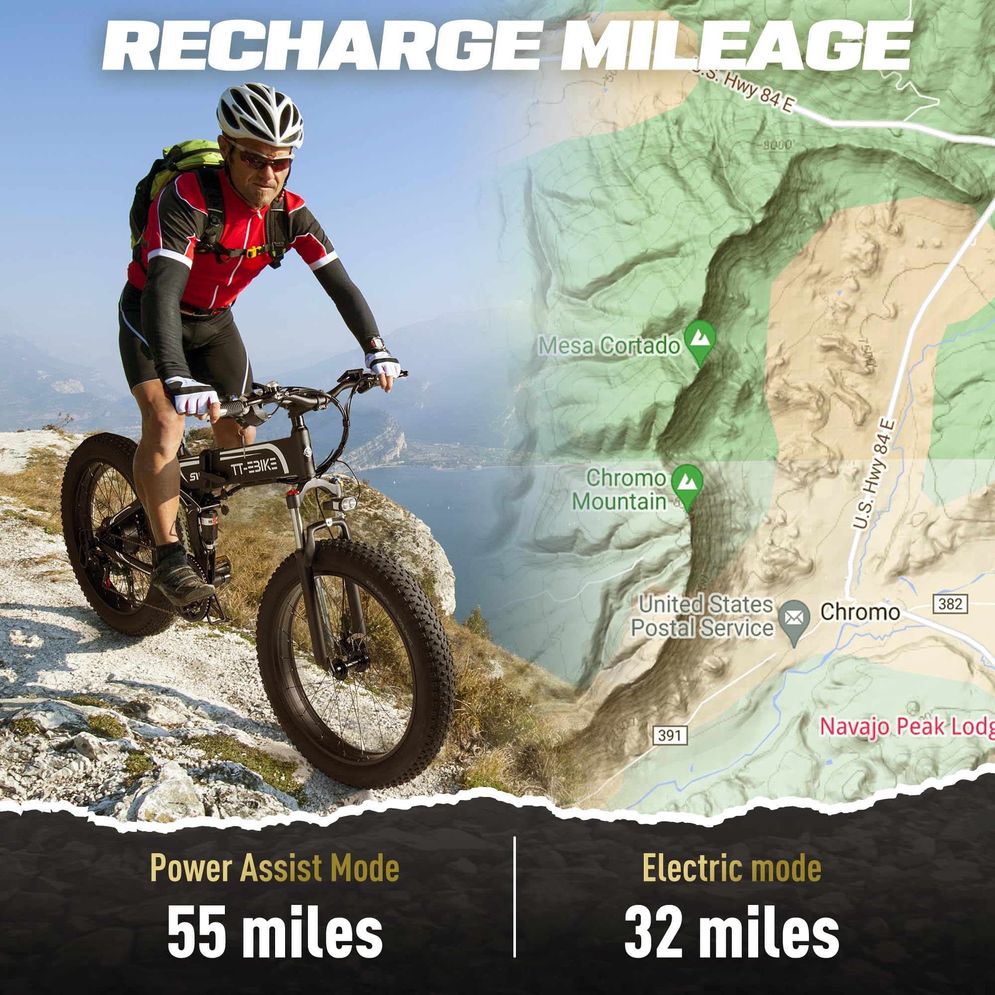 TT-EBIKE Folding Electric Bike Adults 2000W with 48V 23AH Removable Battery 26 inch 4.0 Fat Tire 28MPH Full Suspension Snow Mountain Beach Ebike with Shim 7-Speed Gear